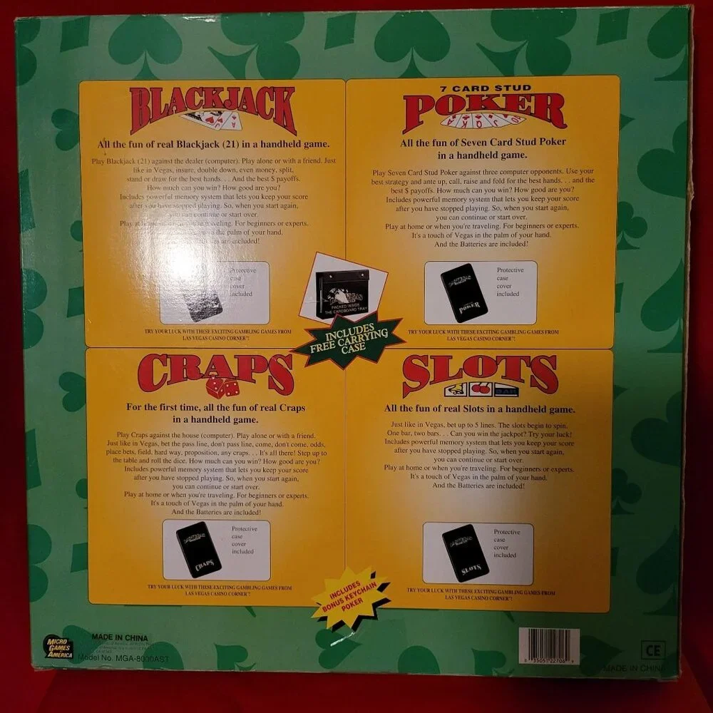 Las Vegas Casino Micro Games Gift Pack Handheld Games Poker Craps Blackjack Slot